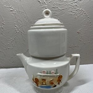 Porcelier‎ Vitreous Hand Dec Hearth 4 Piece Coffee Tea Percolator Ceramic Pot